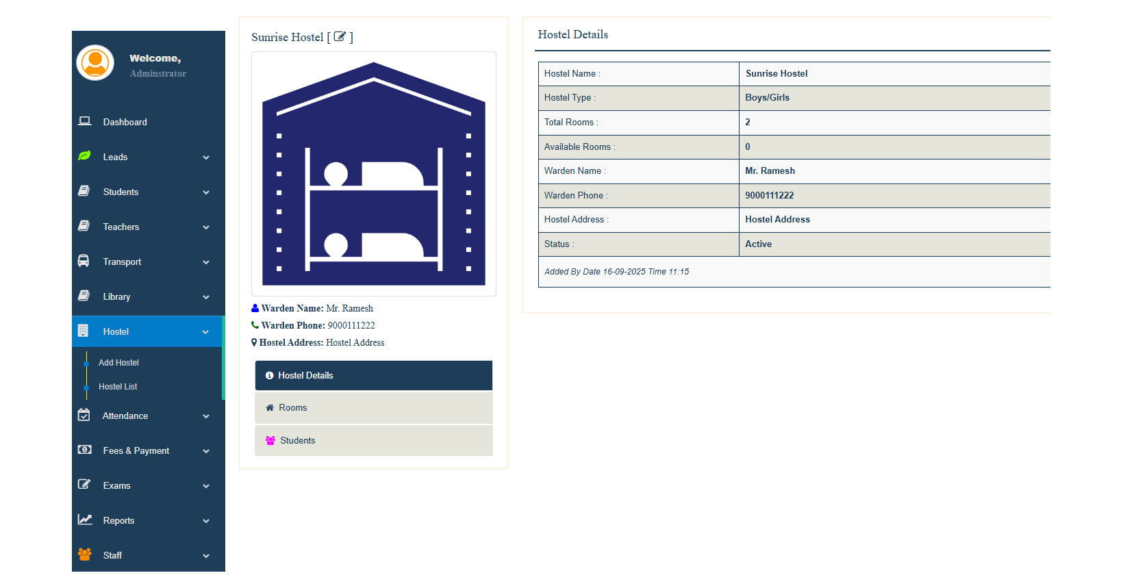 Hostel Management Module